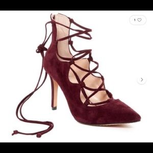 Vince Camuto Barsha Lace Up Suede Heel in Cabernet Size 6.5